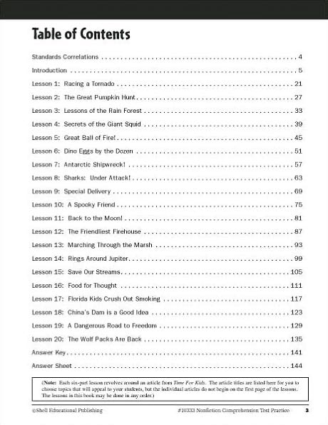 Nonfiction Comprehension Test Practice: Level 3