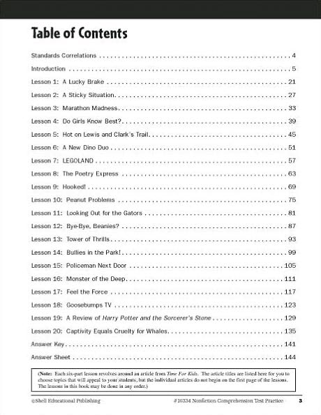 Nonfiction Comprehension Test Practice: Level 4