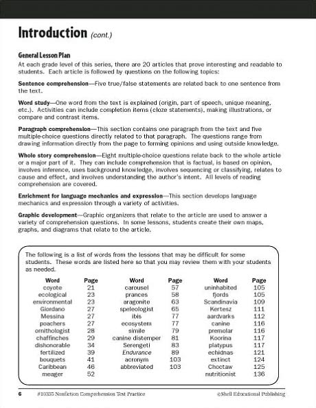 Nonfiction Comprehension Test Practice: Level 5
