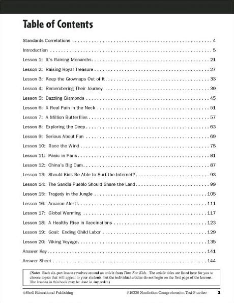Nonfiction Comprehension Test Practice: Level 6