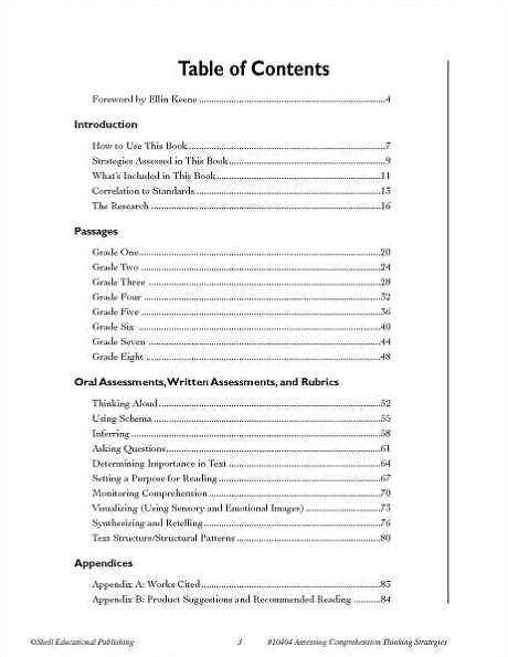 Assessing Comprehension Thinking Strategies