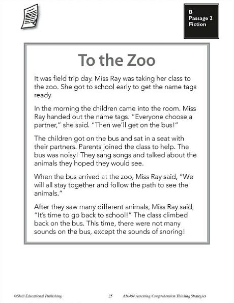 Assessing Comprehension Thinking Strategies