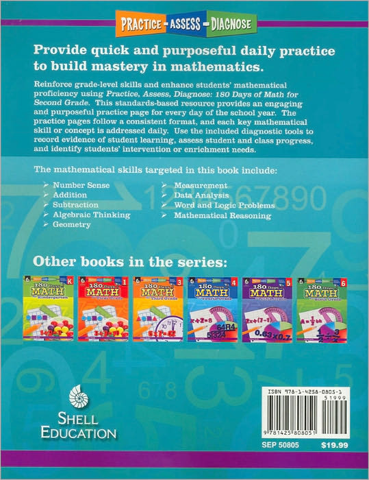 Practice, Assess, Diagnose: 180 Days of Math for Second Grade