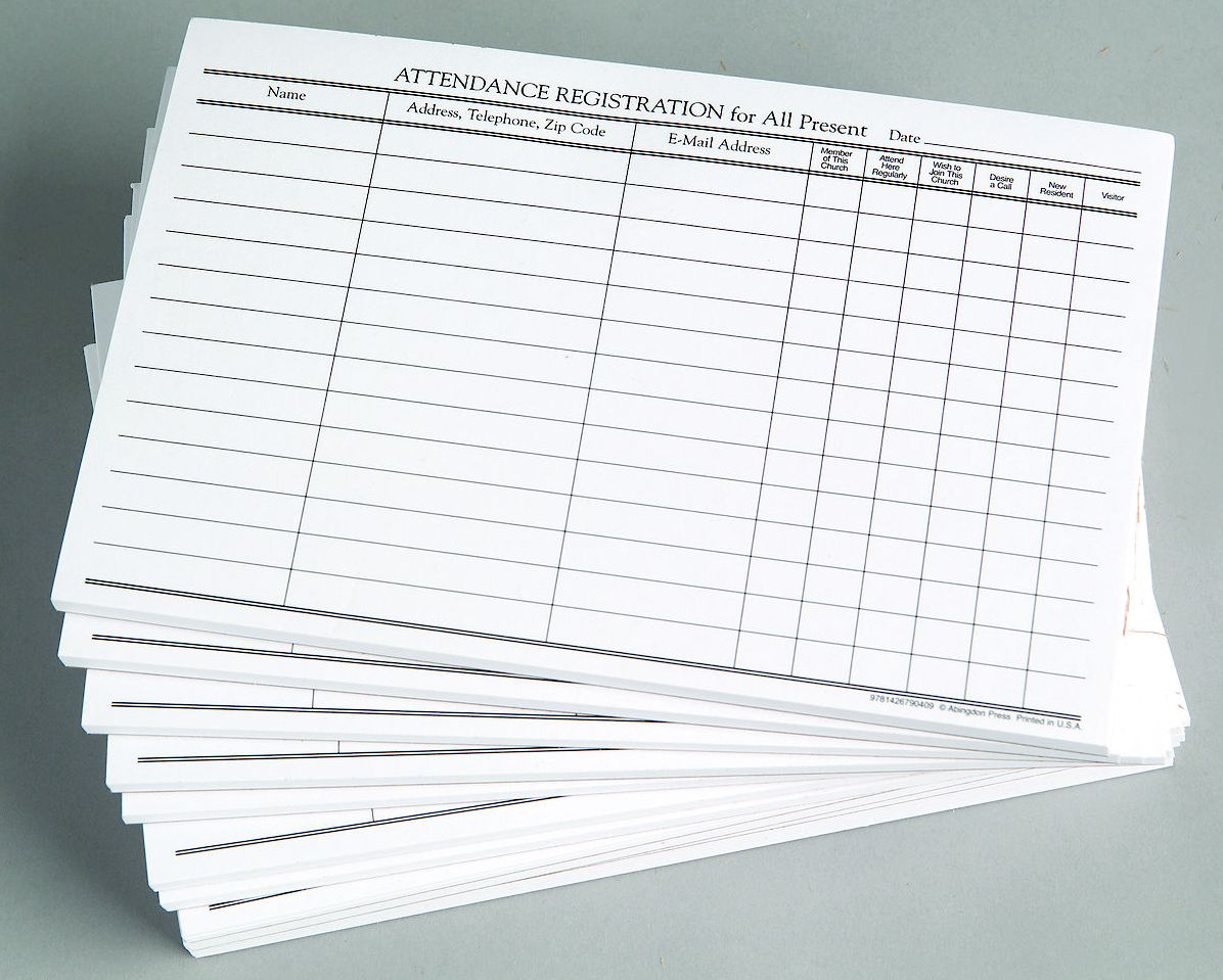 Attendance Registration Pad (Pkg of 12)