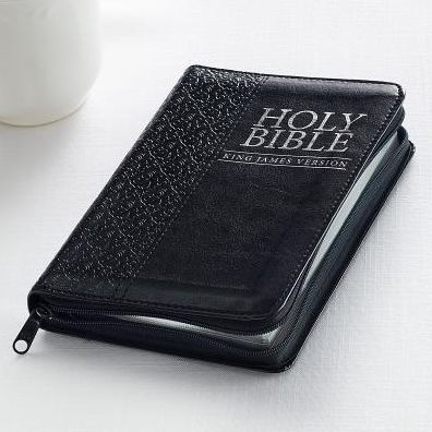 KJV Bible Compact (Faux Leather, Black w/zipper)