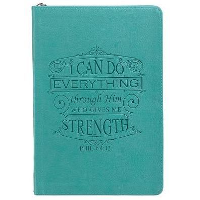 I Can Do Everything: Teal Lux-Leather Journal with Zipper