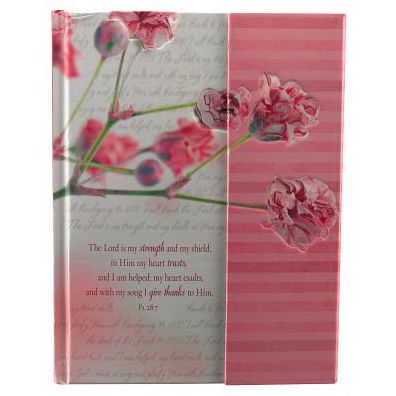 Journal Hardcover Flap Pink Flower Strength & Shield