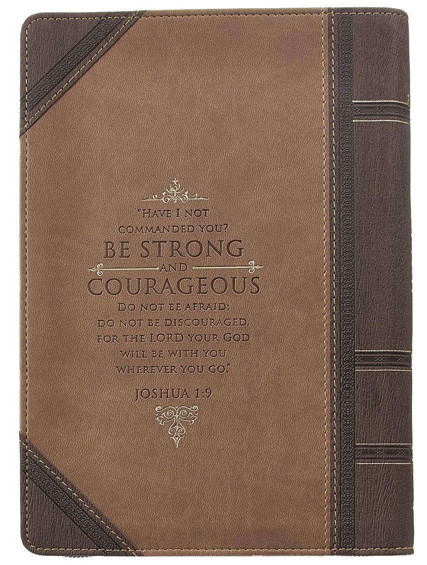 Journal Lux-Leather with Zipper Be Strong Joshua 1:9