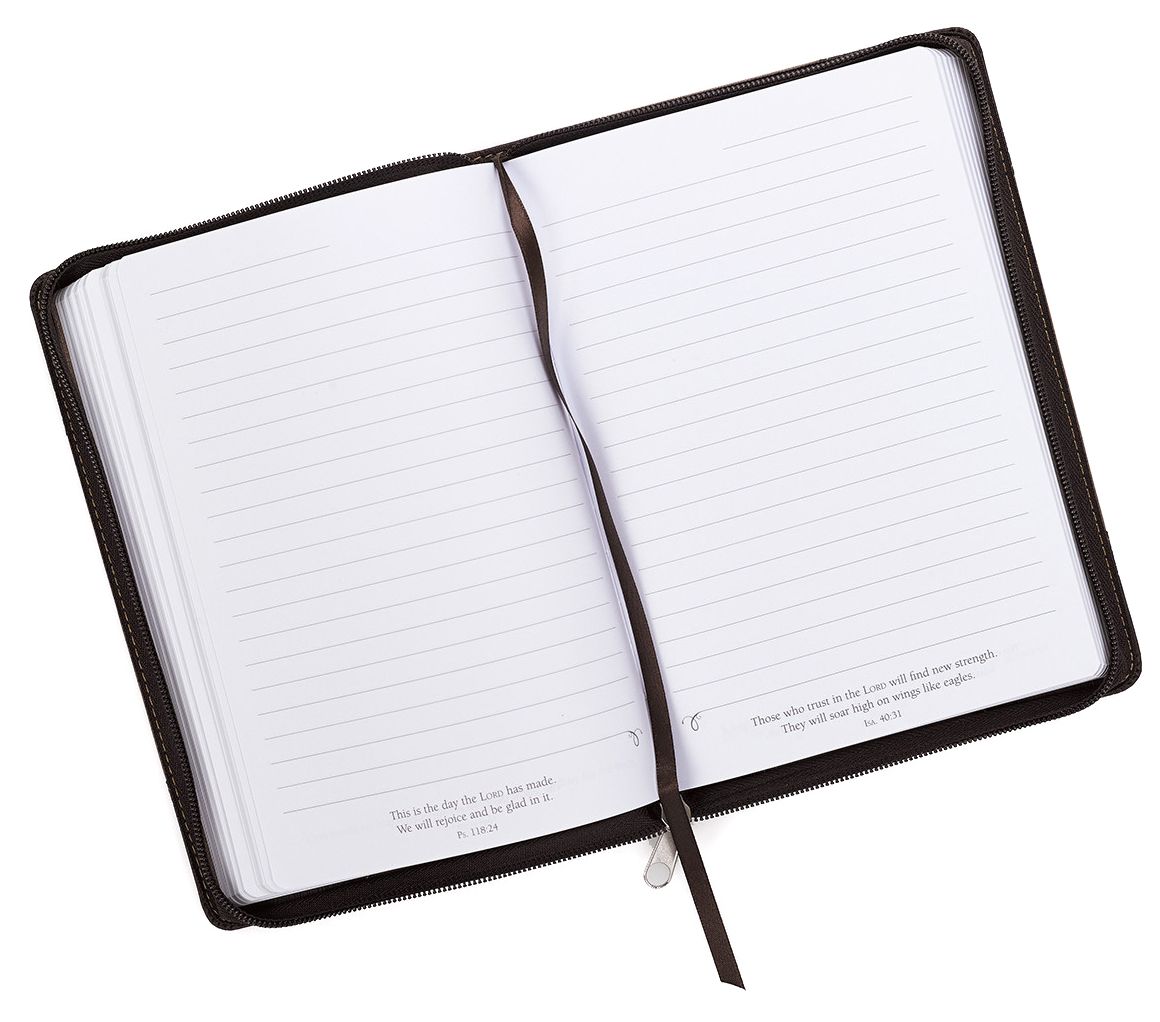 Journal Lux-Leather with Zipper Be Strong Joshua 1:9