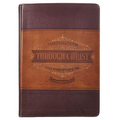 Journal Lux-Leather Through Christ Brown Philippians 4: 13