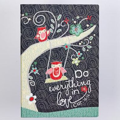 Journal Printed Lux-Leather Owls Love 1 Corinthians 16:14