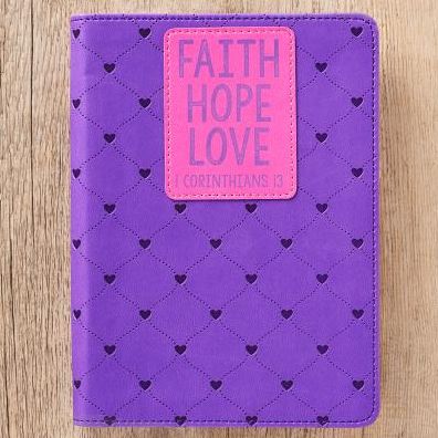 Journal Lux-Leather Faith Hope Love Purple 1 Cor 13