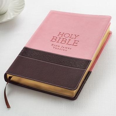 KJV Bible Thinline Large Print (Faux Leather, Brown/Pink)