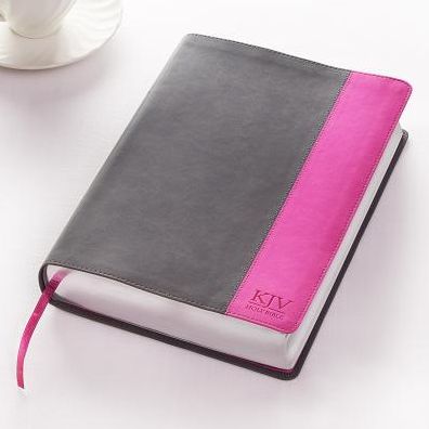KJV Super Giant Print Lux-Leather Grey/Pink
