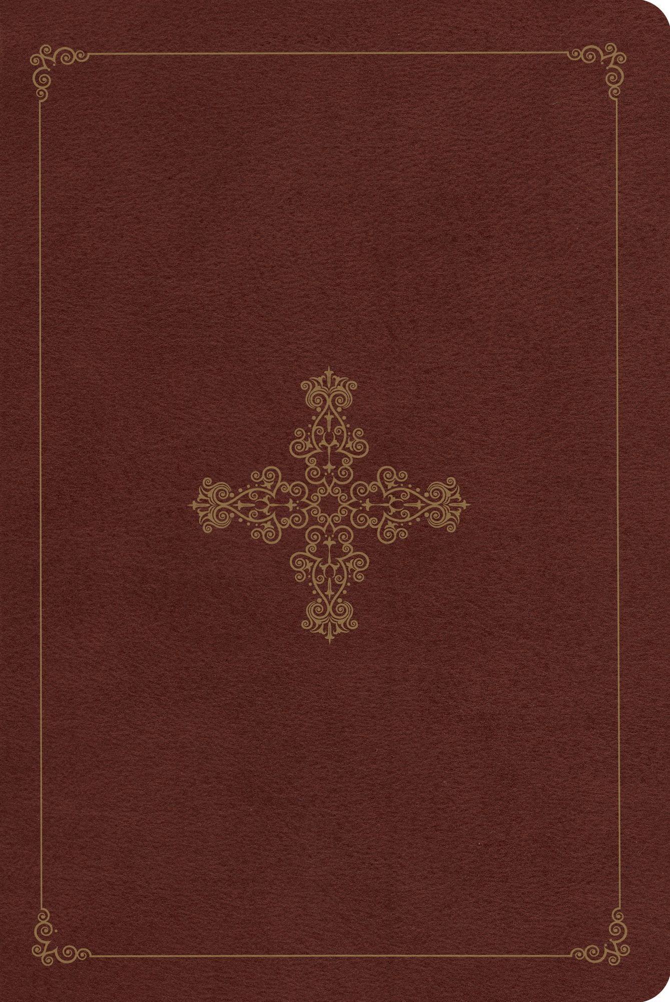 ESV Single Column Heritage Bible (TruTone, Deep Brown, Ornate Cross Design)