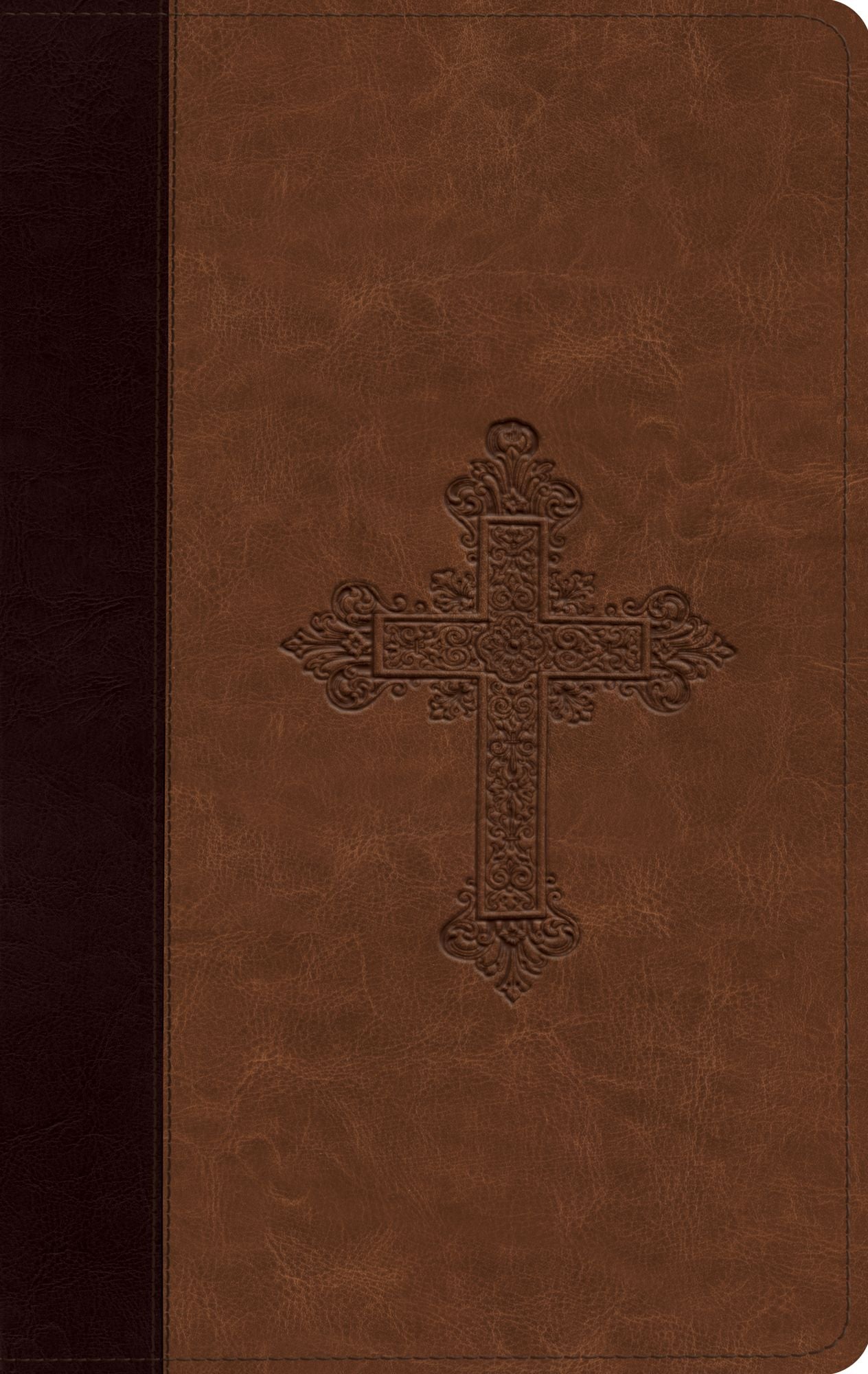 ESV Large Print Compact Bible (TruTone, Burgundy/Tan, Vintage Cross Design)