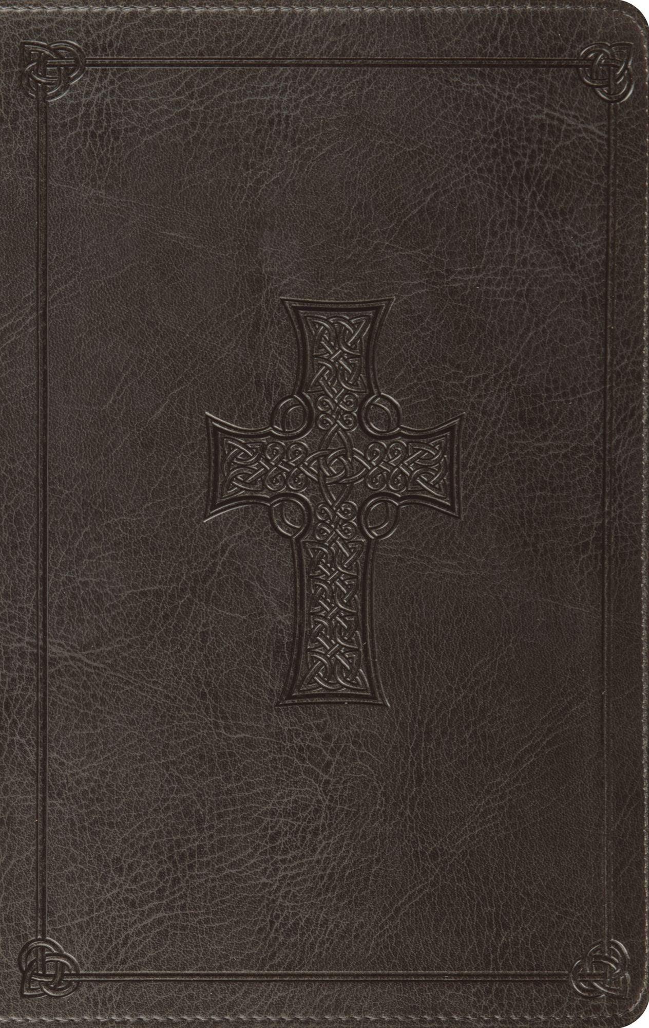 ESV Large Print Thinline Bible (Trutone, Charcoal, Celtic Cross Design)