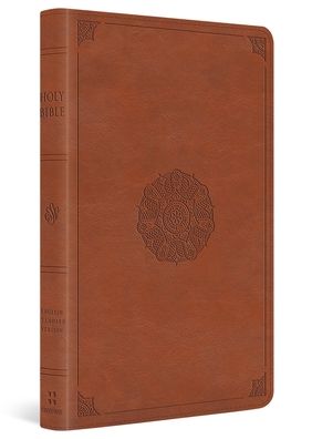 ESV Large Print Thinline Bible (TruTone, English Saddle, Emblem Design)