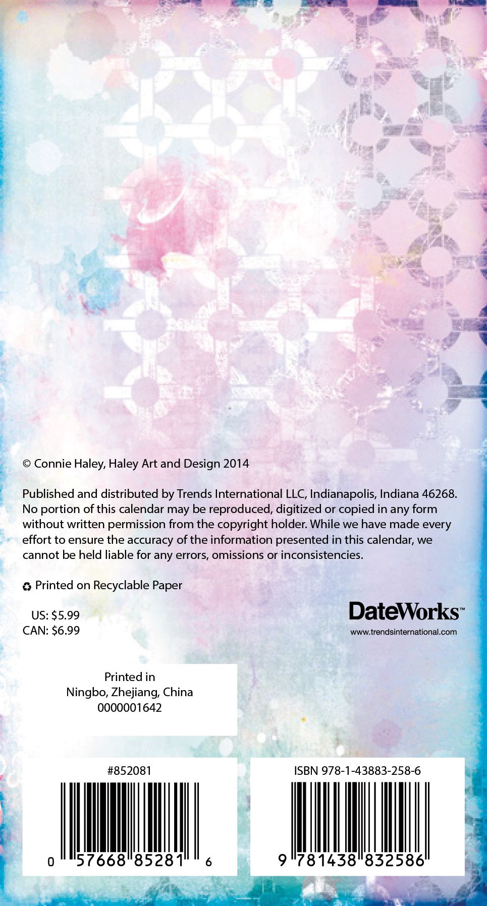 2015 Boho Arts Connie Haley Pocket Planner & Pen Calendar