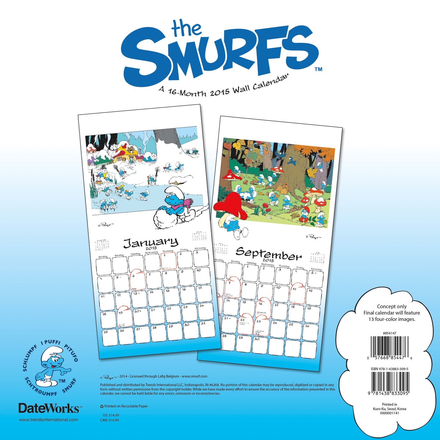 Smurfs 2015 Calendar