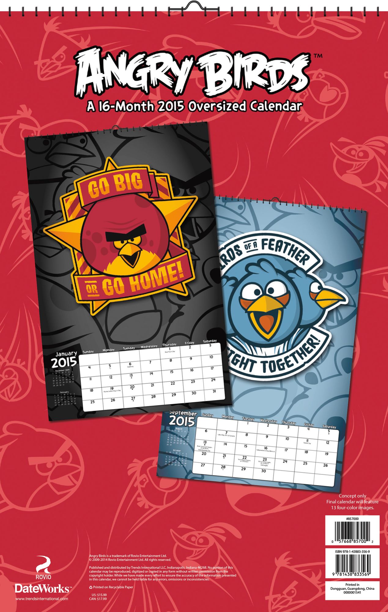Angry Birds 2015 Calendar : Oversized