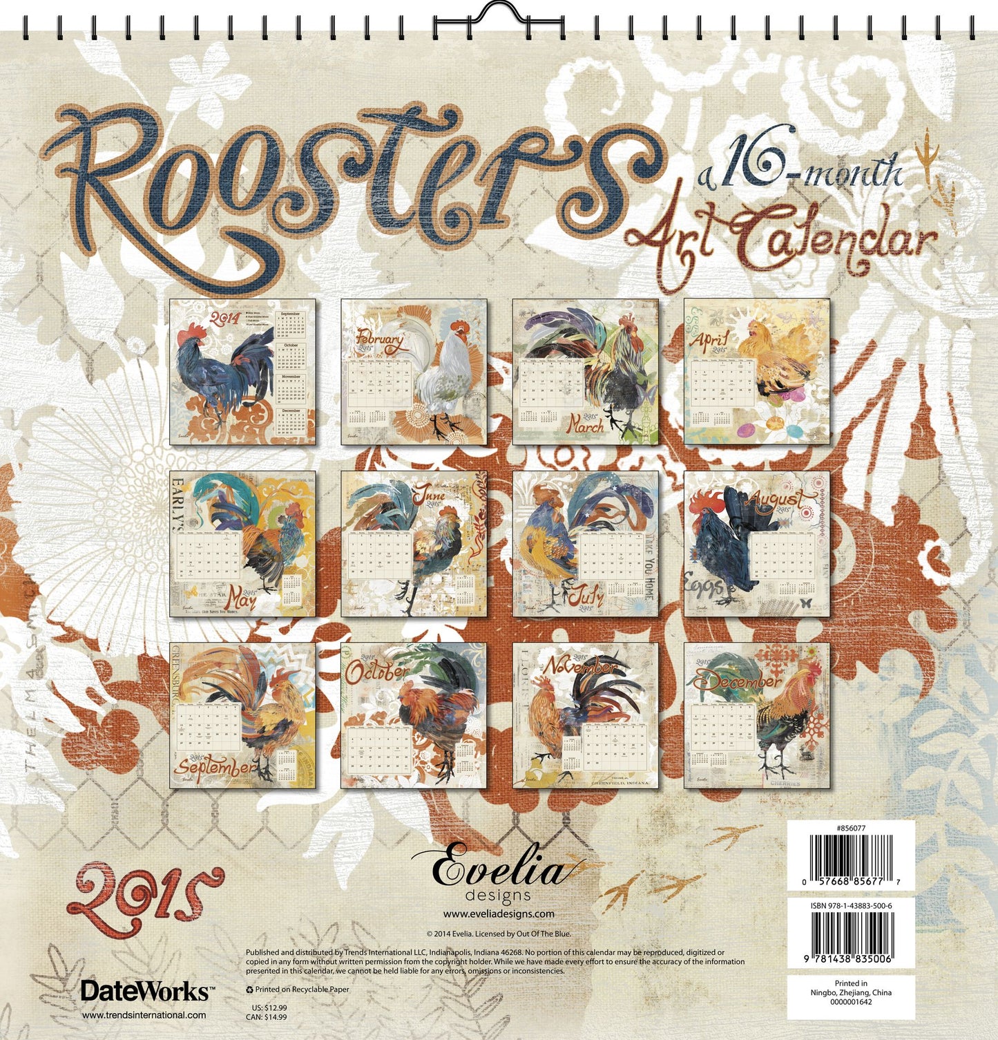 Roosters 2015 Calendar
