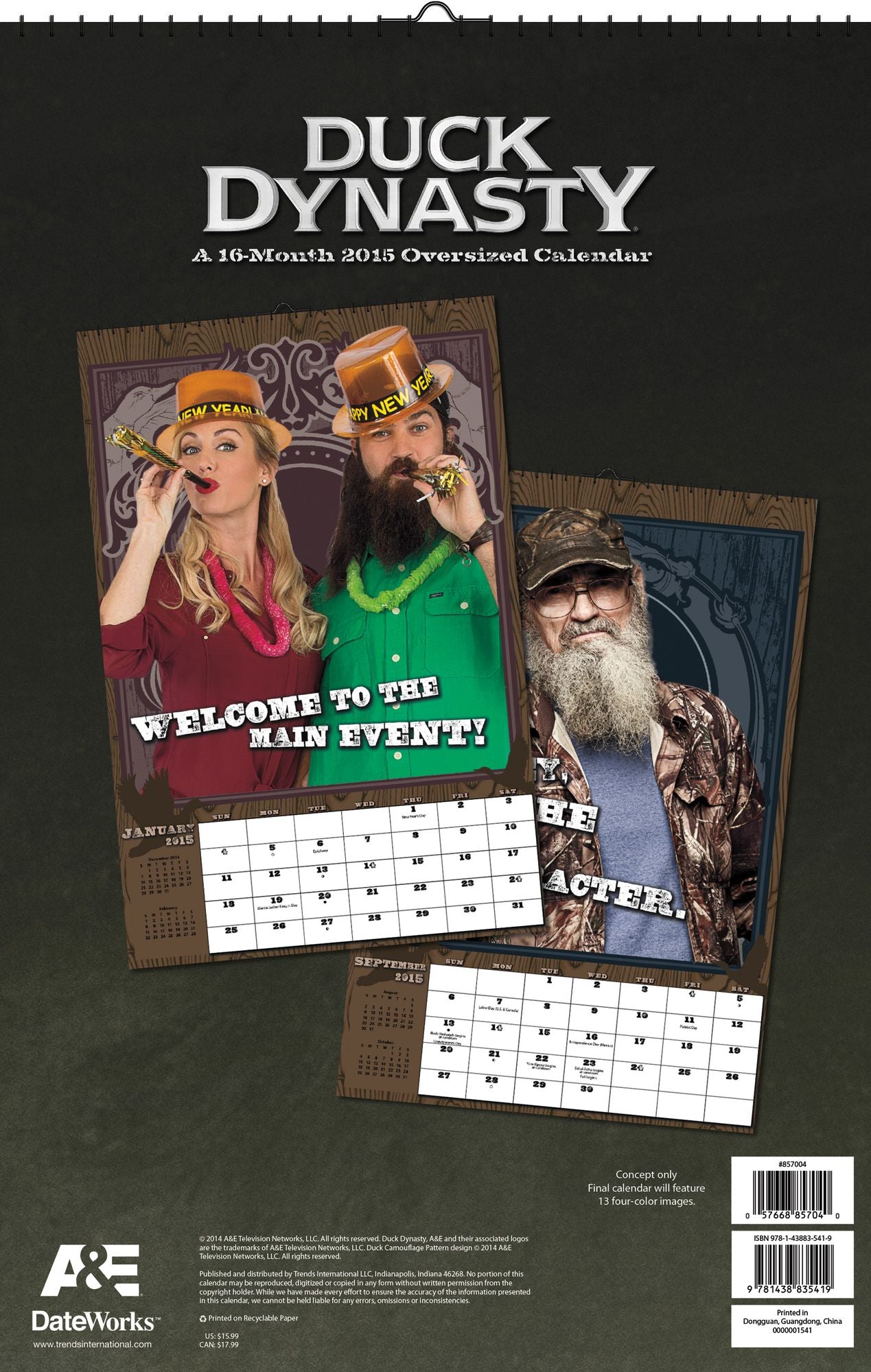 Duck Dynasty 2015 Calendar : Oversized - 11" X 17"