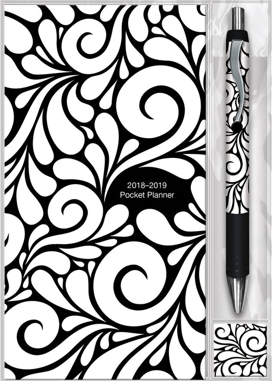 2018 BLACK & WHITE SWIRLS POCKET PLANNER