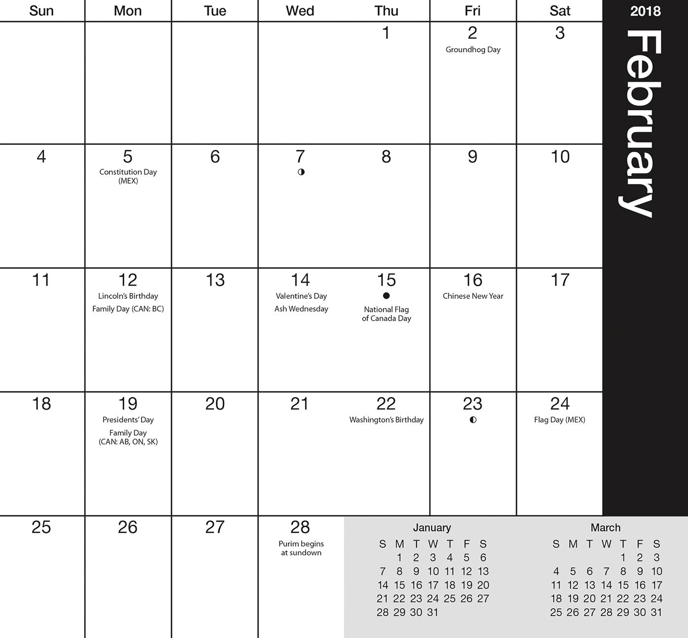 2018 BLACK & WHITE SWIRLS POCKET PLANNER