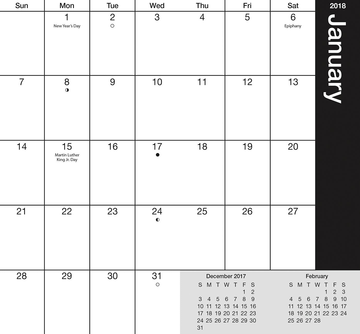 2018 BLACK & WHITE SWIRLS POCKET PLANNER