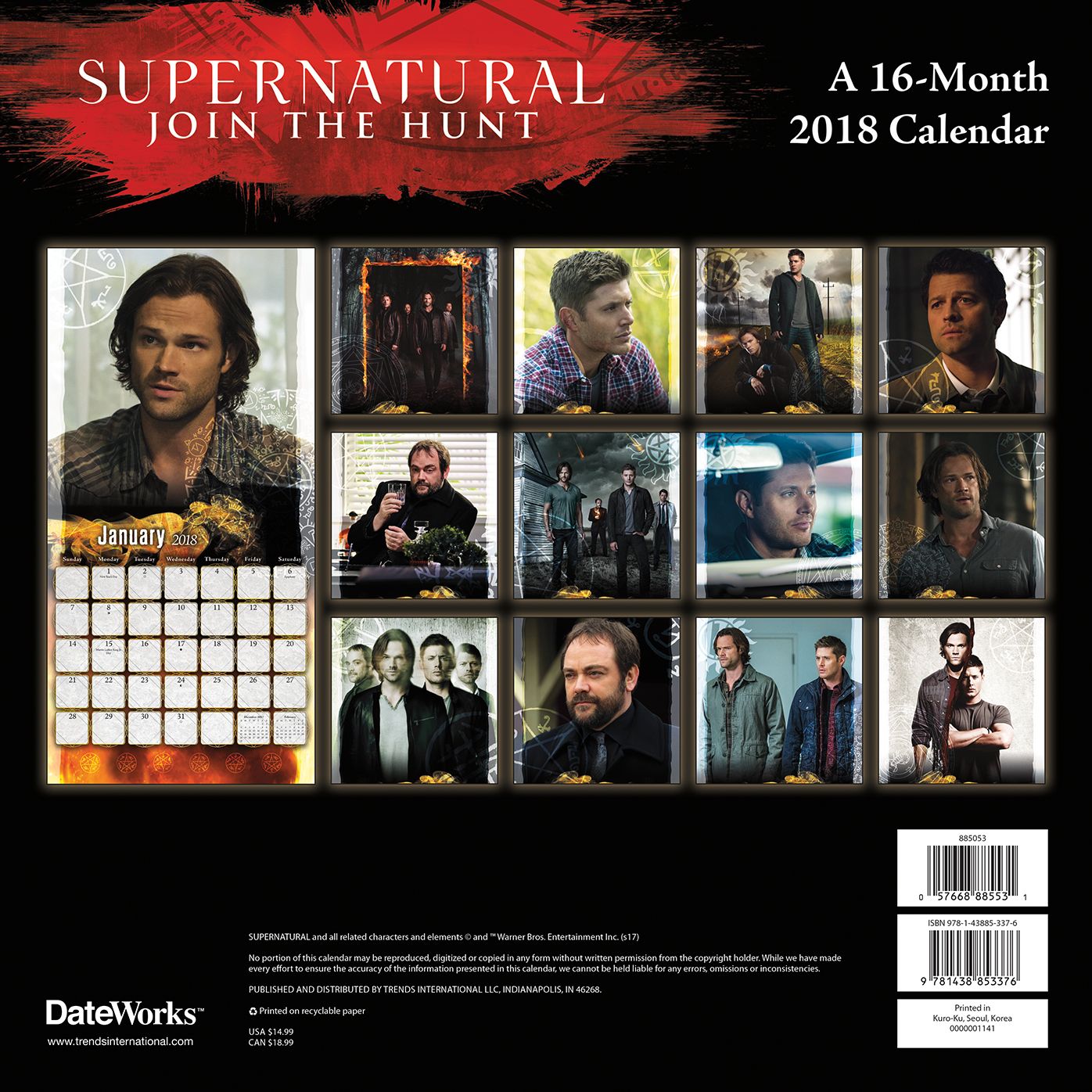 2018 SUPERNATURAL WALL CALENDAR