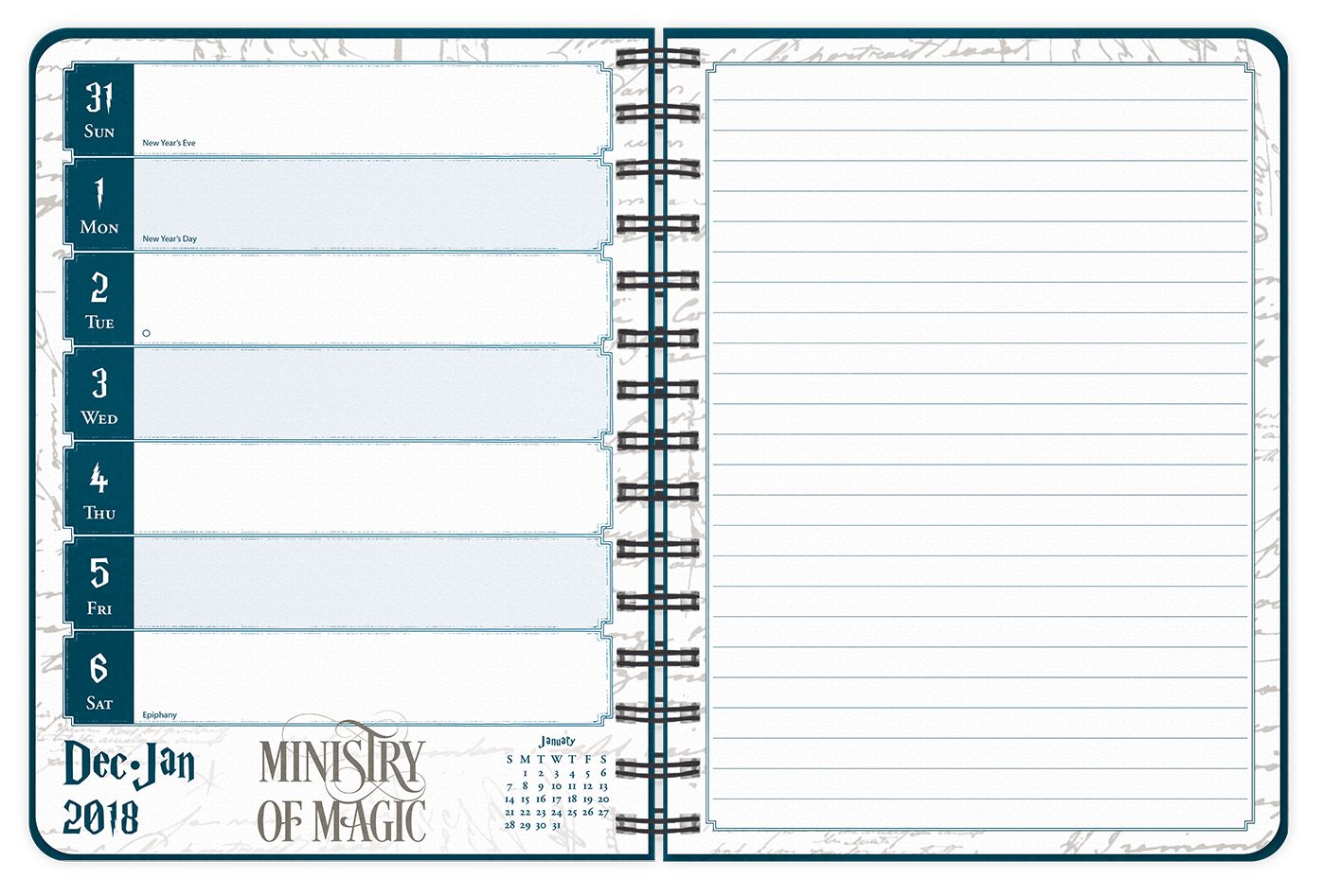 2018 HARRY POTTER WEEKLY PLANNER