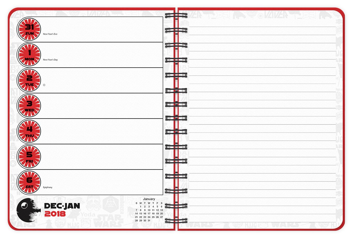 2018 STAR WARS - VADER WEEKLY PLANNER