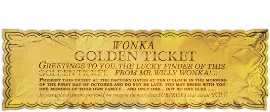 Willy Wonka Golden Ticket Bookmark