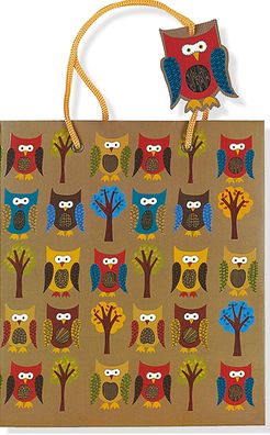 Owls Motif Medium Paper Gift Bag