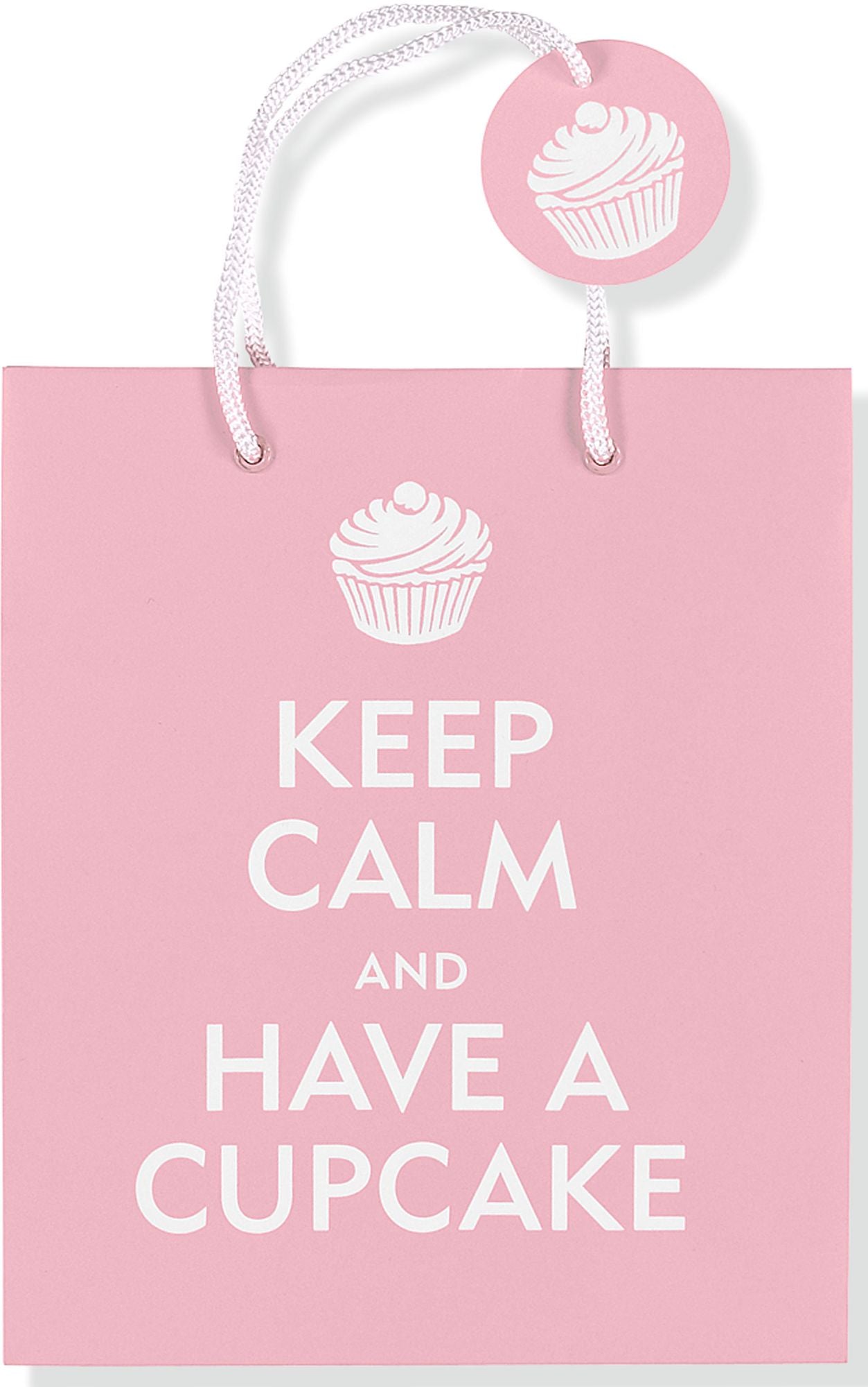 Pink Keep Calm Calm and Eat a Cupcake Medium Paper Gift Bag