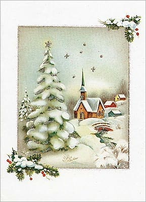 Vintager Winter Church Christmas Boxed Card