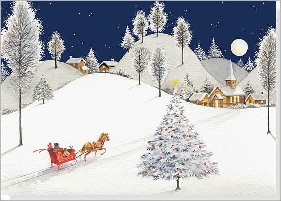 Moonlight Sleigh Ride Deluxe Boxed Holiday Cards