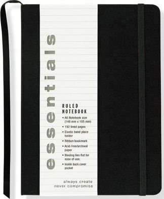 Essentials Small Black Ruled Notebook, A6 Size
