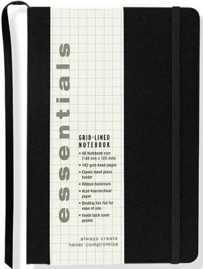 Essentials Black Grid-lined Small Notebook