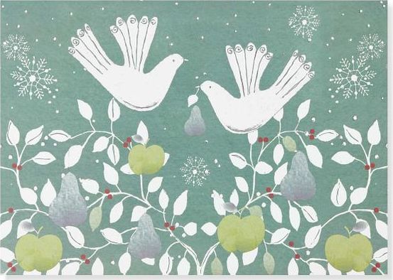 Doves With Fruit Christmas Boxed Card