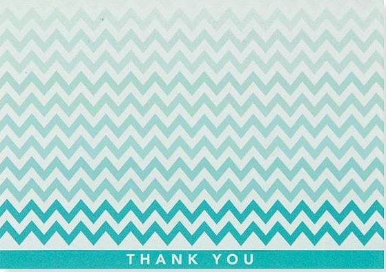 Chevron Blue Thank You Note Card Set of 14