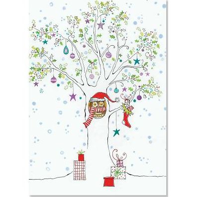 Festive Owl Christmas Boxed Card