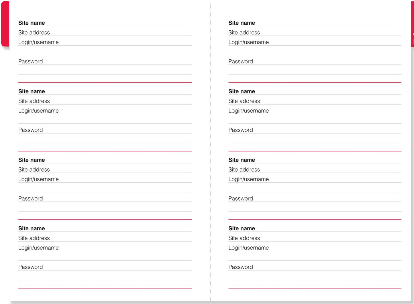 Large-Format Internet Address & Password Logbook