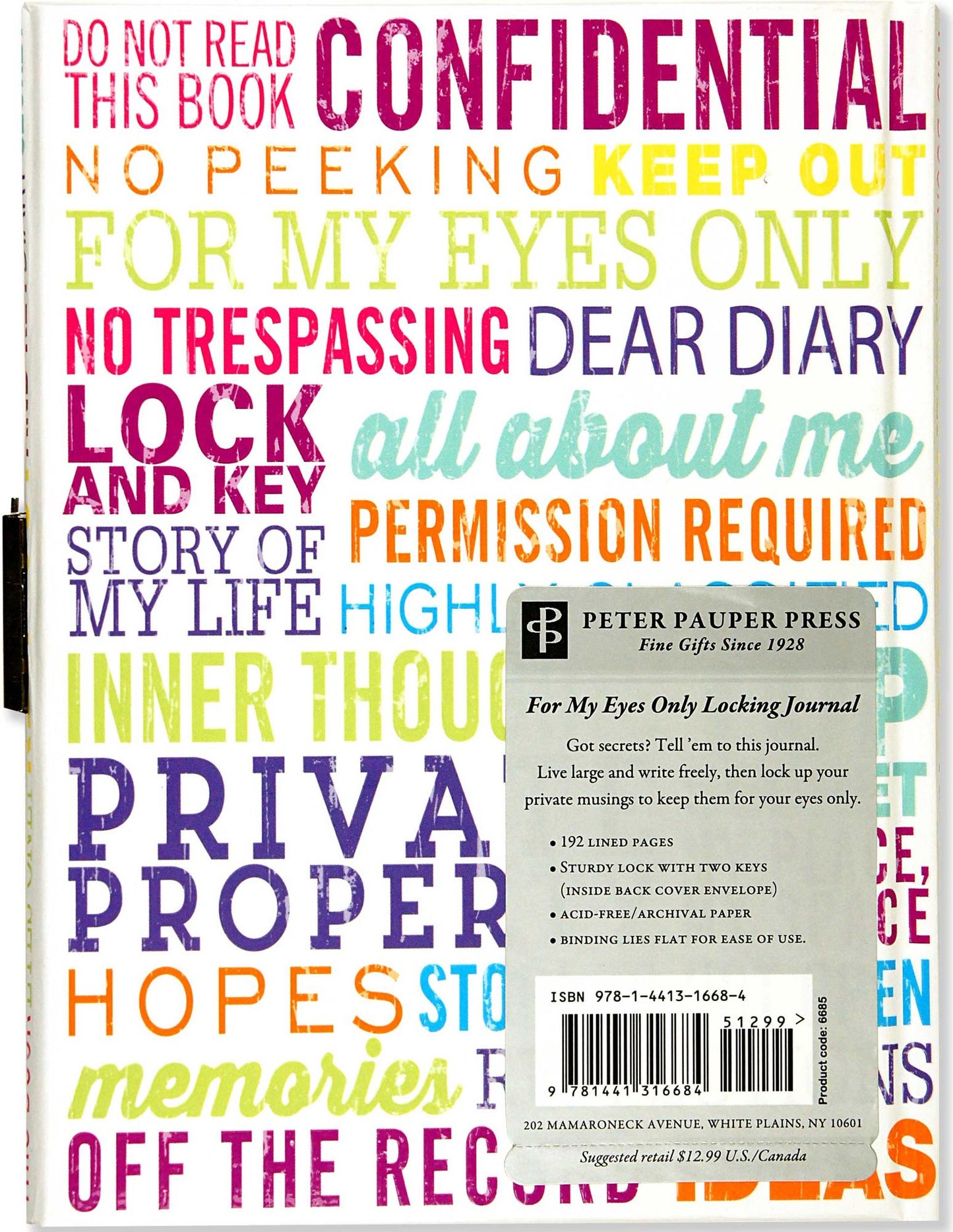 For My Eyes Only Locking Journal 6 x 8