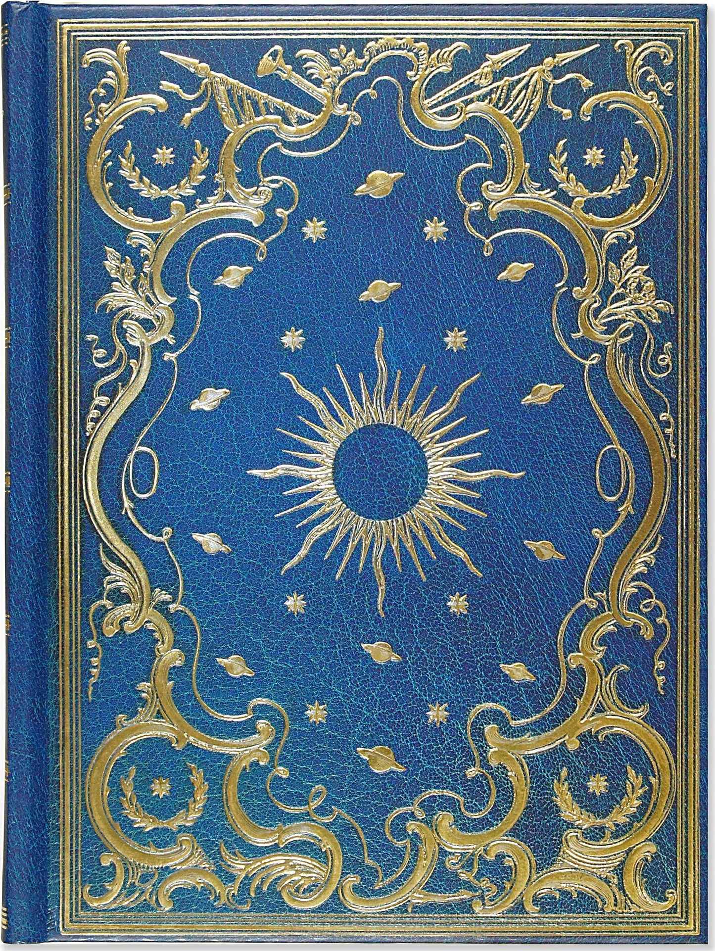 Celestial Blue and Gold Embossed Paper Bound Journal (6" x 8")