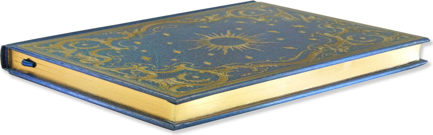 Celestial Blue and Gold Embossed Paper Bound Journal (6" x 8")