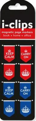 Keep Calm & Carry On i-Clips Magnetic Page Markers (Set of 8 Magnetic Bookmarks)