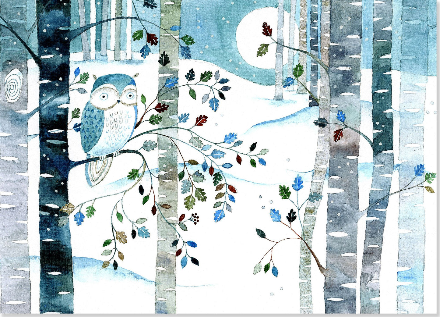 Owl In Moonlight Christmas Boxed Card