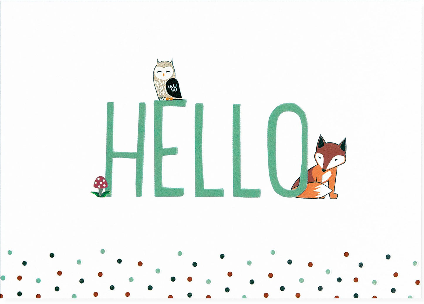 Hello Woodland Animals and Polka Dots Boxed Note Card Set of 14